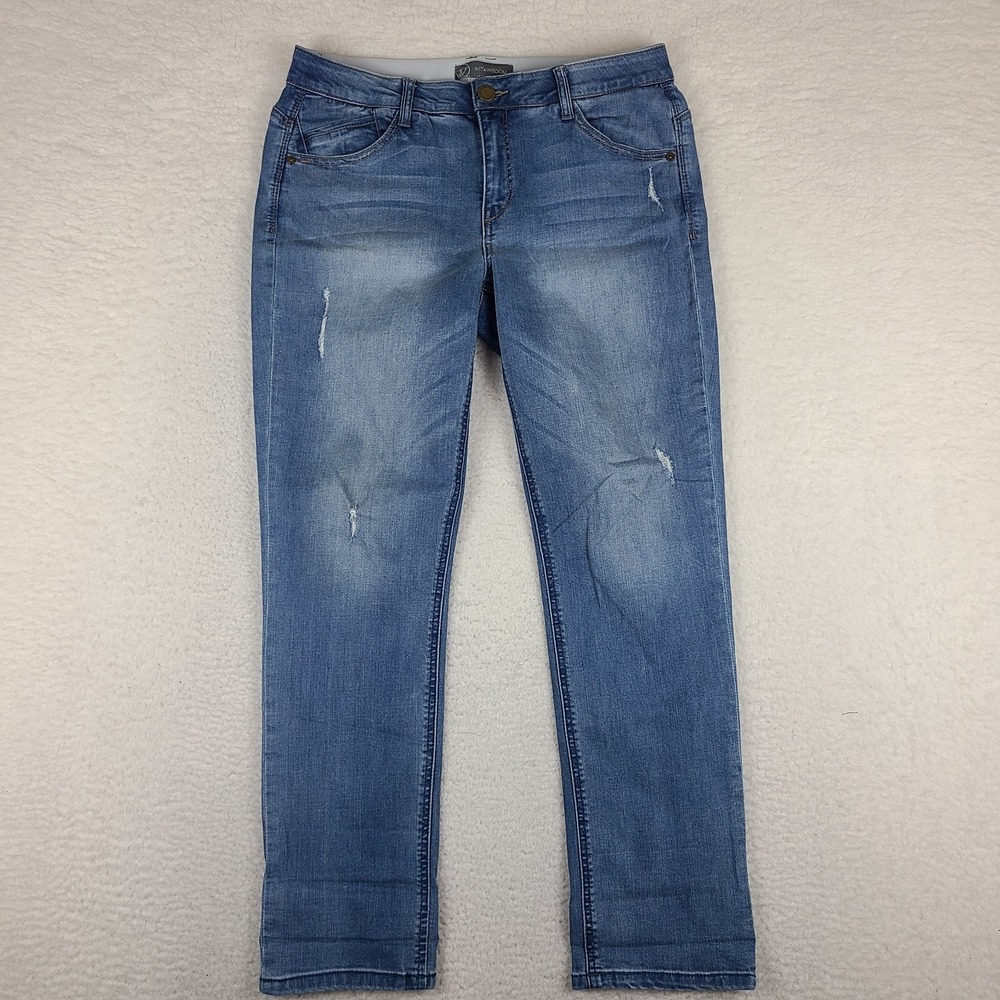Wit & Wisdom Jeans‎ Womens 10 Blue Ab Solution Straight Leg Medium Wash Distress